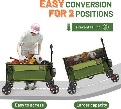 TIMBER RIDGE 350L Extra Large Collapsible Folding Wagon Carts with Brake, Heavy Duty Outdoor