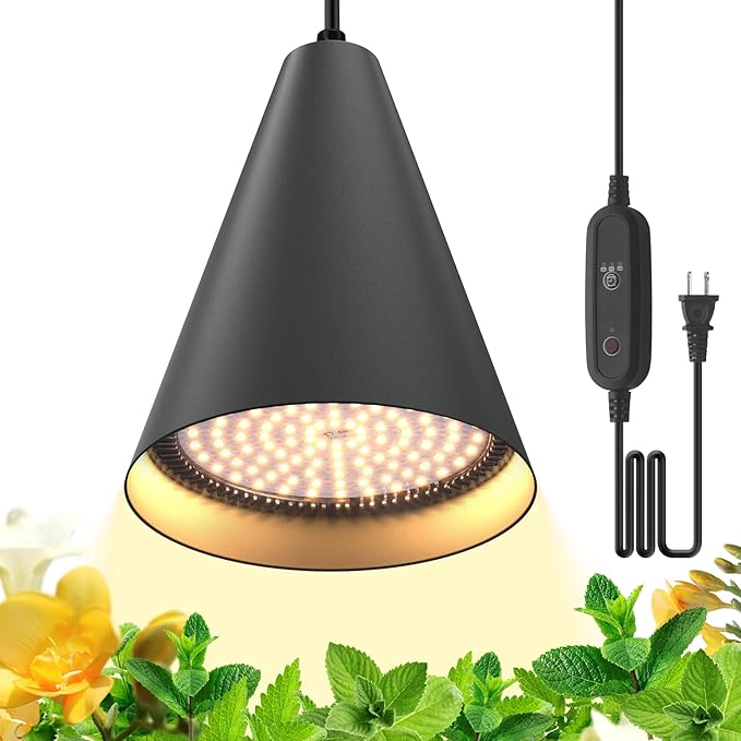 Bstrip Hanging Grow Lights, Full Spectrum Hanging Plant Lights for Indoor Plants, 25W Black Grow