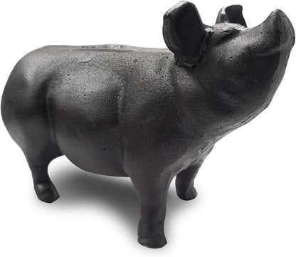NACH Cast Iron Pig Door Stop/Decorative Statues, Black Pig Gum Stopper, Rustic - 12.6x4.9x7.9