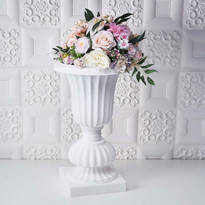 Efavormart 2 Pack - 20" PVC Urn Planter, Floral Pedestal Flower Pot White Plant Stand for Wedding