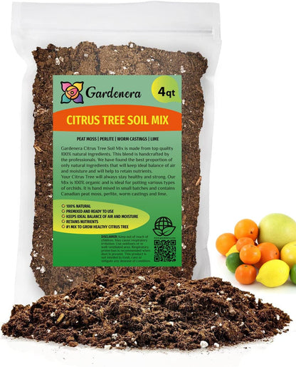 GARDENERA Citrus Tree Potting Soil Mix, Special Blend for Indoor Oranges, Lemons, Limes and More