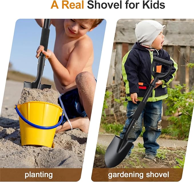COCONUT 31 Inch Small Garden Shovel, Lightweight Metal Shovel with Black, Padded, Ergonomic D-Grip