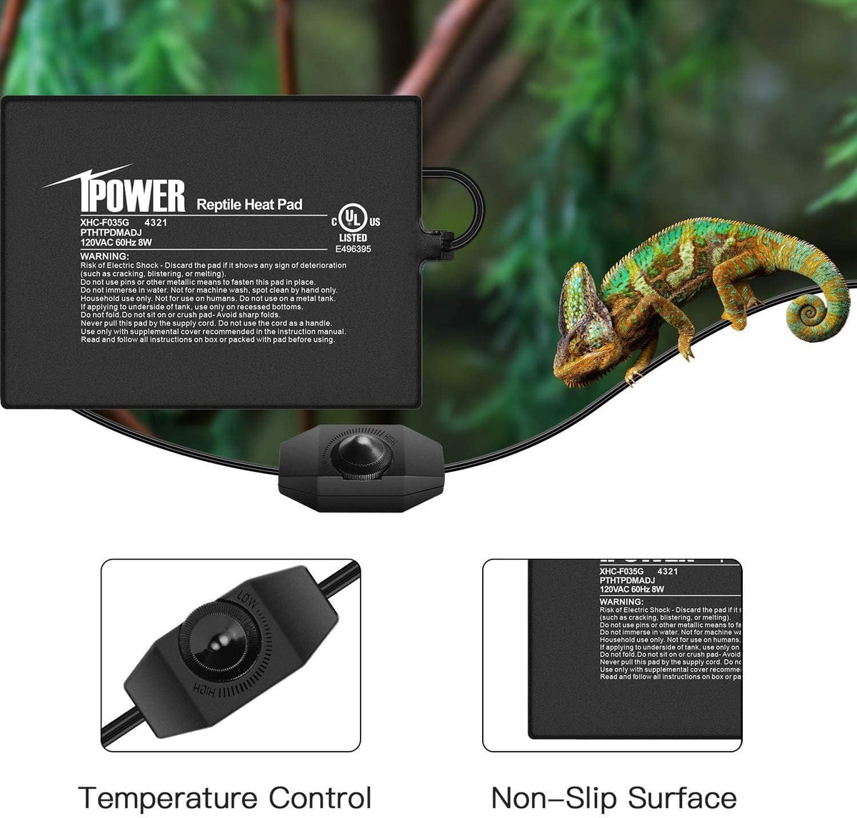 iPower 6 by 8-Inch 8 Watts Reptile Heating Mat with Temperature Controller Under Tank Warmer