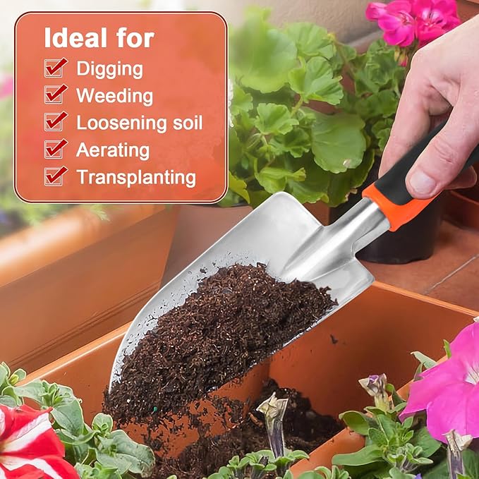 Garden Shovel Garden Hand Trowel, Heavy Duty Hand Shovel with Ergonomic Handle, Small Gardening