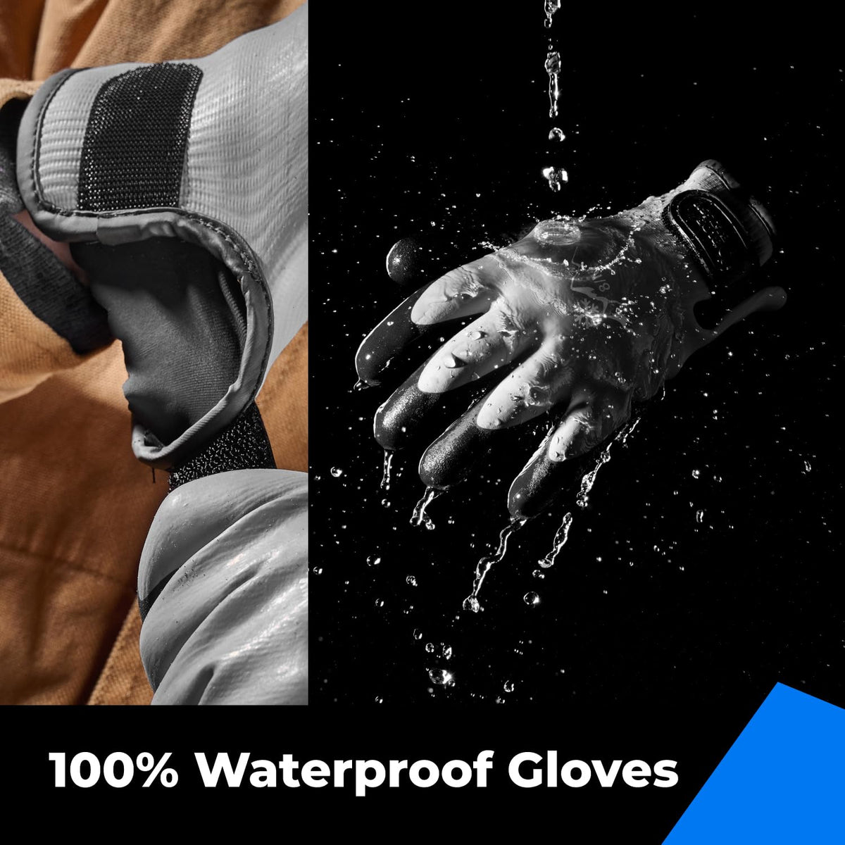 toolant 100% Waterproof Gloves Bulk Pack, 3 Pairs, Winter Work Gloves for Cold Weather, Touchsreen
