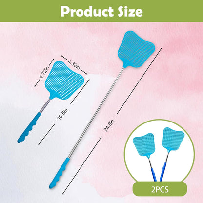 Fly Swatter Heavy Duty Set, with Durable Telescopic Stainless Steel Extendable Handles, for Home
