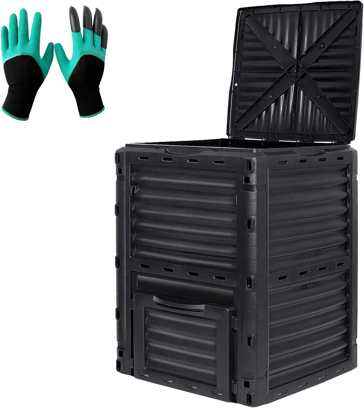 Compost Bin Outdoor 80 Gallon (300L) Large Compost Bin Composter with w/Top Flip Latch-on Lid