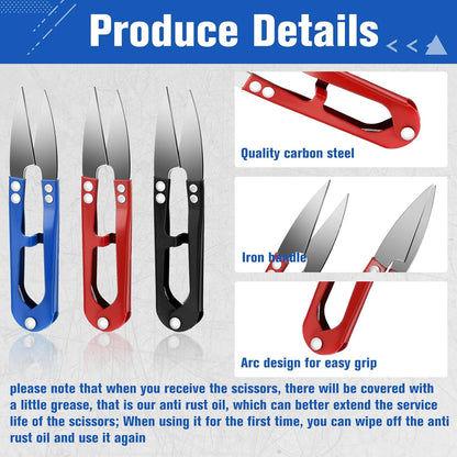 Therwen 48 Pcs 4 Inch Bonsai Pruning Scissors Thread Snips Mini Sewing Scissors U Shaped Bulk Bud