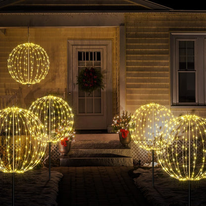 LIGHTSHARE 20IN 200LED Light Ball Yard Decoration Pathway Lights Sphere Light Fold Flat Metal Frame