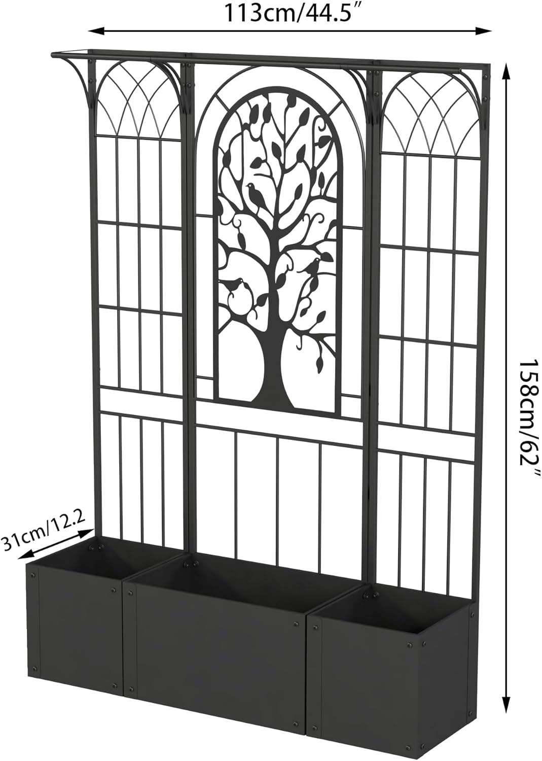 Metal Planter Box with Trellis, Raised Garden Bed with Trellis Privacy Screen, 62 inch Tall Planter