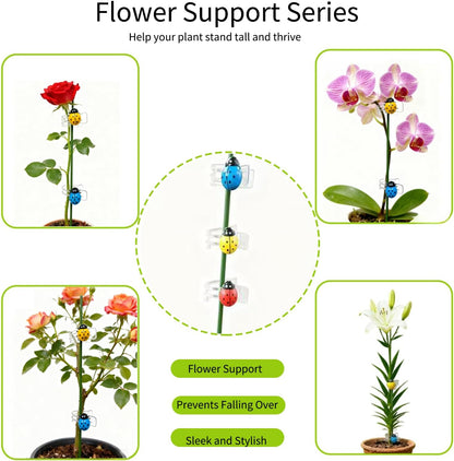 16.5 Inch Plant Stakes - 10 Pcs Bendable Plant Support Stakes Green with 10 Clips & 5 Adorable