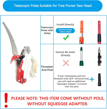 BAYTORY Extendable Tree Pruner Saw Head Without Pole, High-Altitude Branches Trimmer Pruning