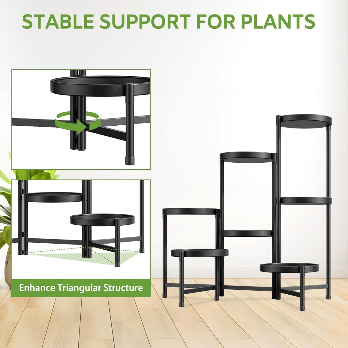 iDavosic.ly 7 Tier Large Plant Stand Indoor with 10 Inch Wide Tray, Tiered Corner Metal Outdoor