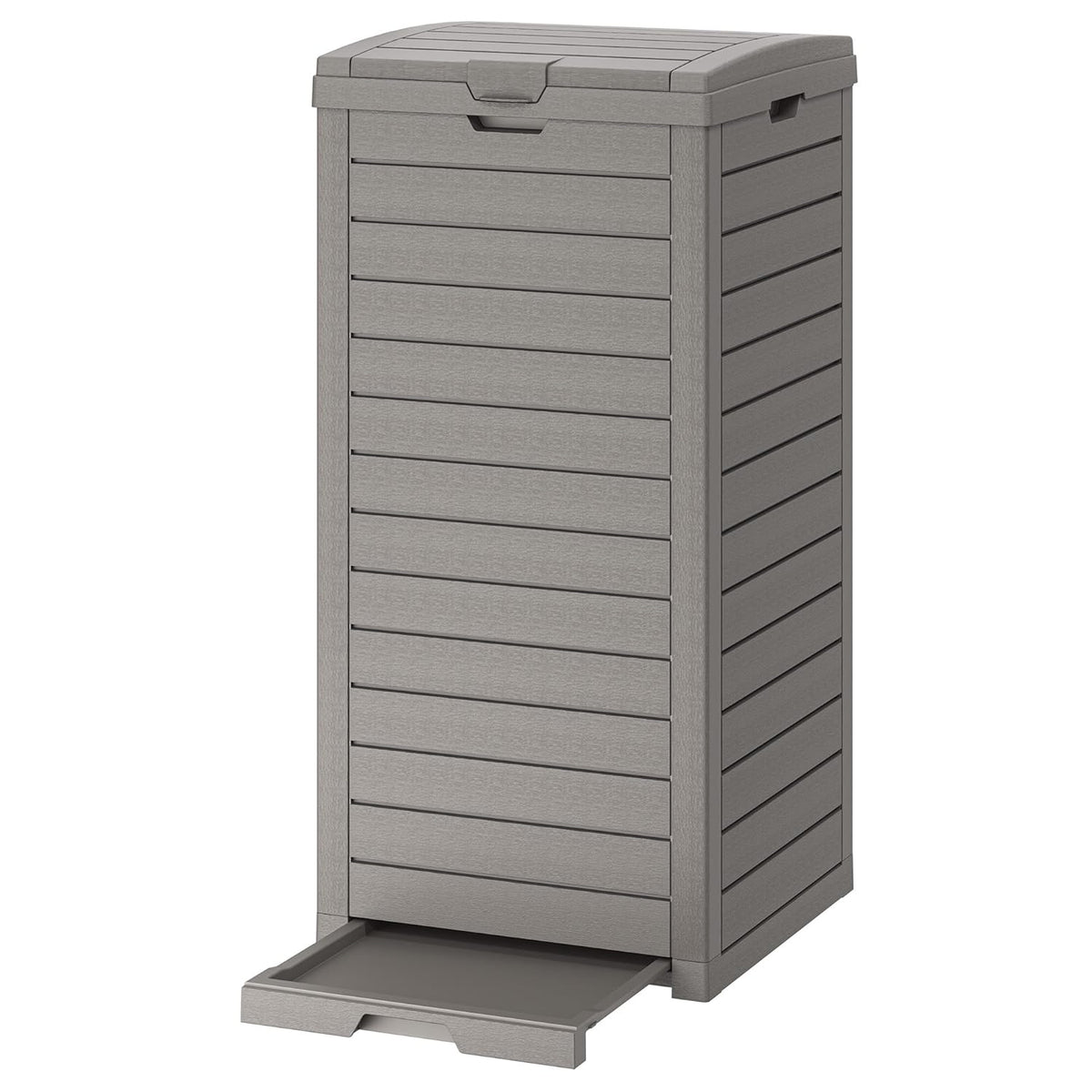 31 Gallon Outdoor Trash Can, Waterproof Resin Garbage Can with Lid and Drip Tray Easy Cleaning