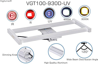 100W LED Grow Light Bar,UV IR Diodes Included,Sunlike Full Spectrum Growing Lamp for Horticulture
