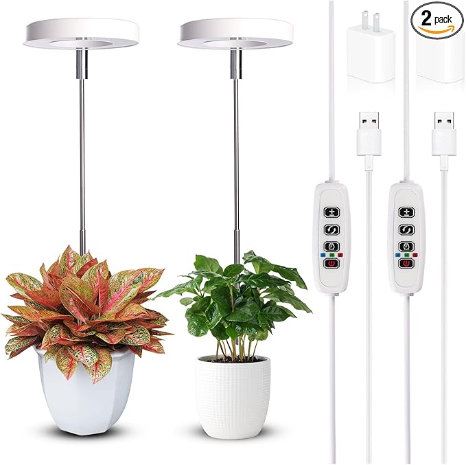 Grow Lights for Indoor Plants Small Potted - Full Spectrum, Auto 3/9/12H Timer, 10-Level Dimming &