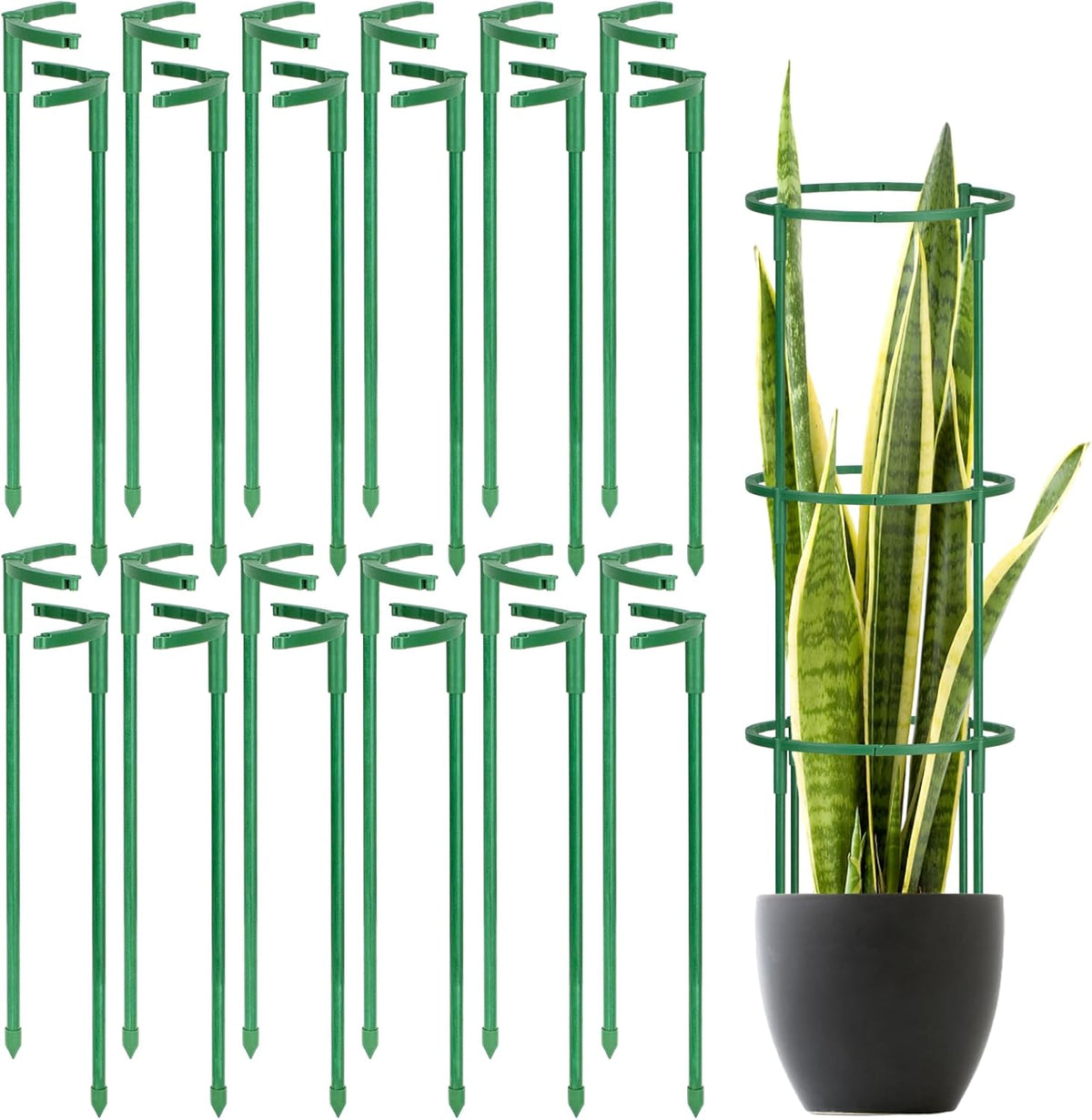 24 Pcs Plant Support Stakes, Half Round Plant Support for Indoor Plants, Stackable Garden Flower