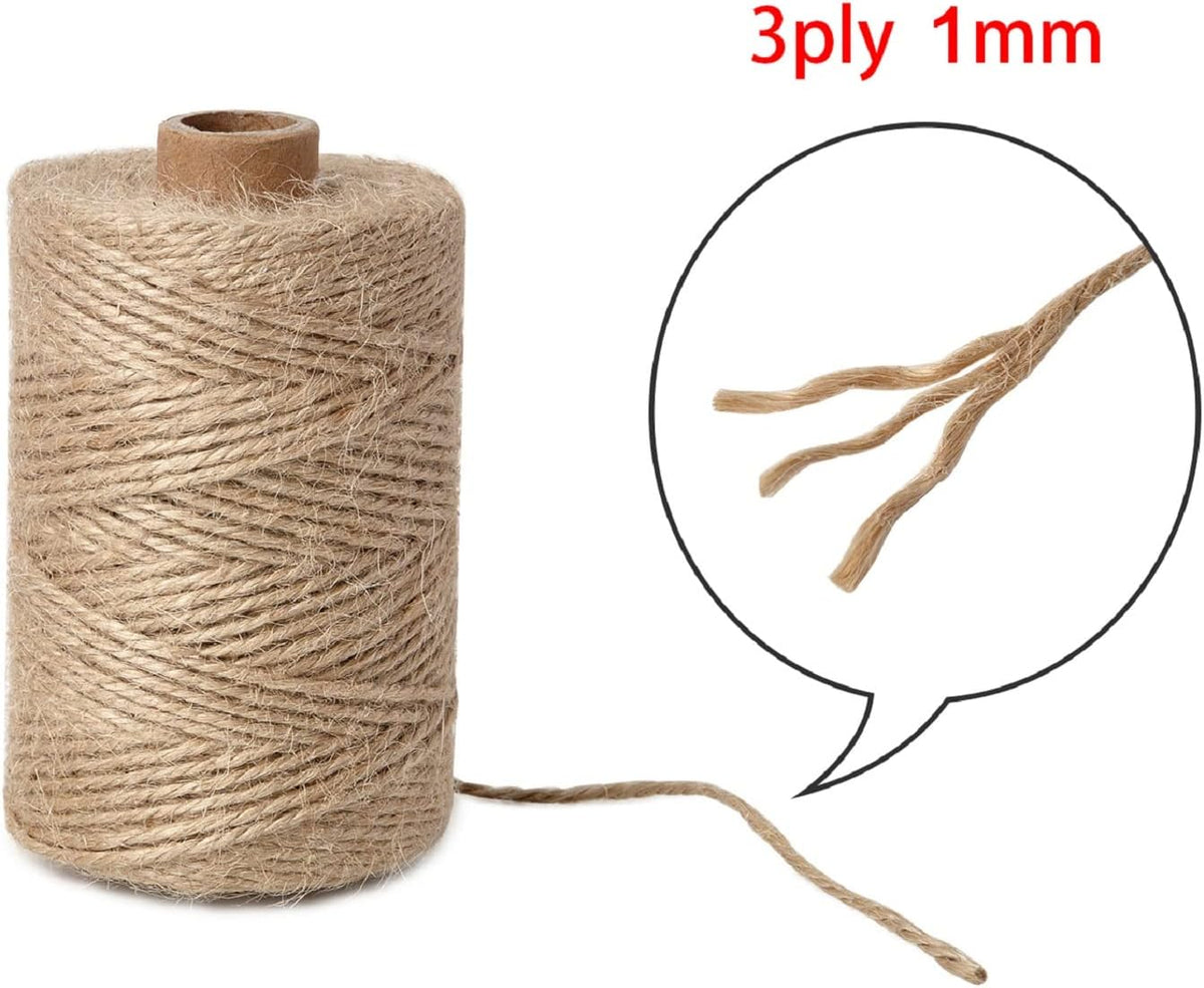 1mm 328 Feet Natural Jute Twine, for Crafts Gift, Craft Projects, Wrapping, Bundling, Packing