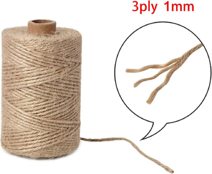 1mm 328 Feet Natural Jute Twine, for Crafts Gift, Craft Projects, Wrapping, Bundling, Packing