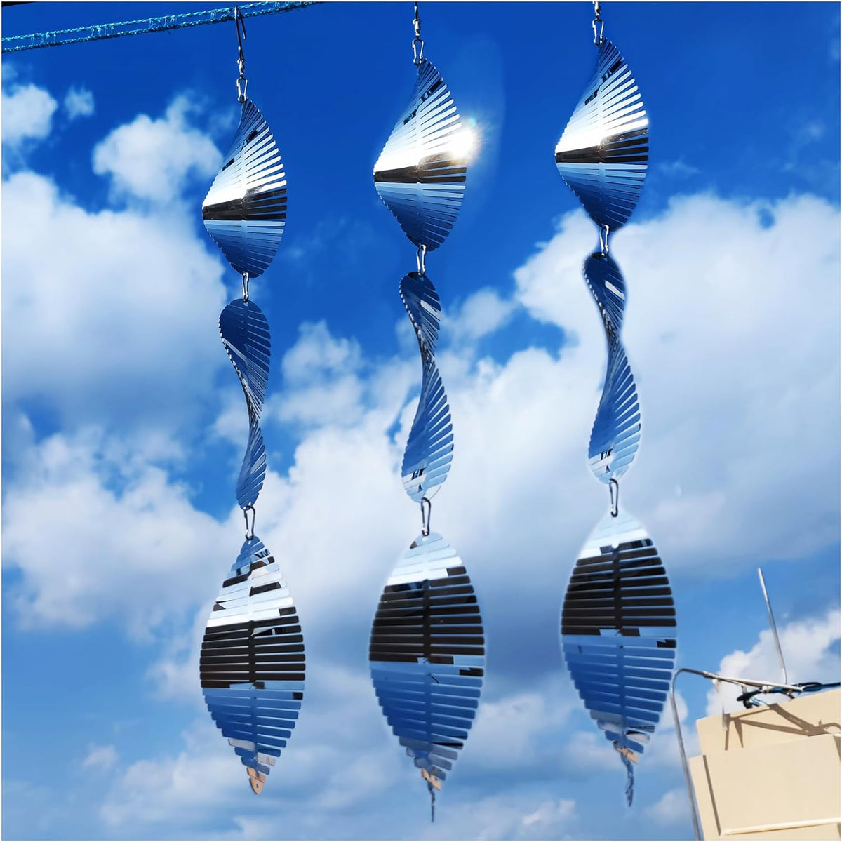 Metal Bird Scare Discs Set-Highly Reflective Double-Sided Bird Reflectors,Extra Sparkly Wind