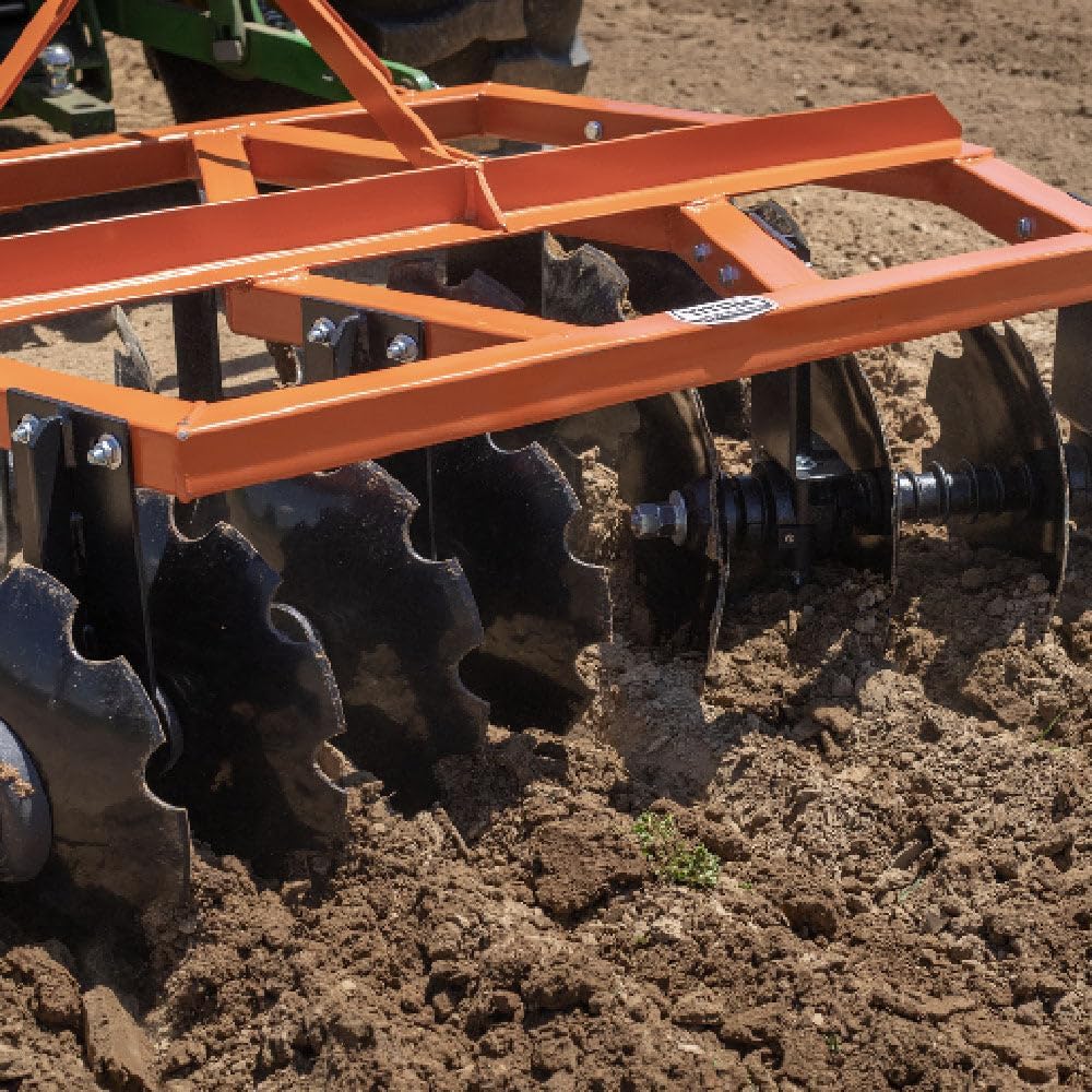 Titan Attachments 3 Point 6ft Notched Disc Harrow Plow Attachment for Cat 1 Tractors, Concave Discs