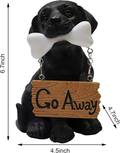 Nature's Mark Black Labrador Retriever Dog Puppy Statue with Welcome Sign Resin Garden Statue Decor