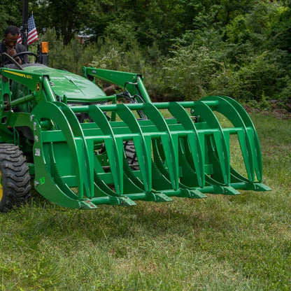 Titan Attachments 72" HD Root Grapple Rake Attachment, Fits John Deere Hook & Pin Tractors, Twin