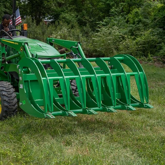 Titan Attachments 84" HD Root Grapple Rake Attachment, Fits John Deere Hook & Pin Tractors, Twin