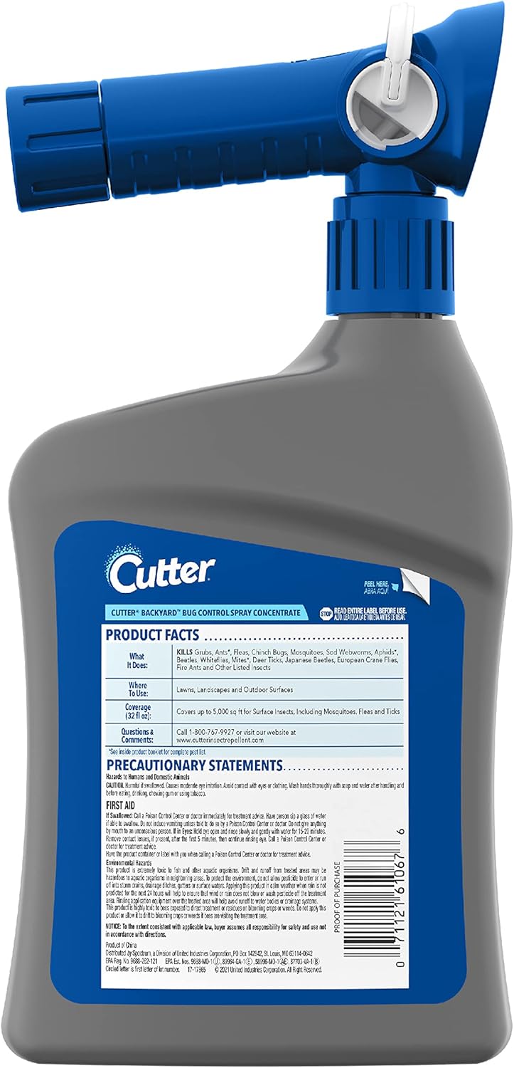 Cutter Backyard Bug Control Spray Concentrate (6 Pack), Kills Mosquitoes, Fleas & Listed Ants, 32