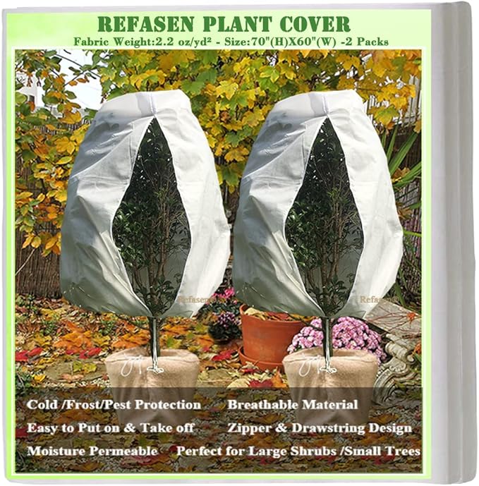 Plant Covers Freeze Protection,2 Packs 70”H X60”W 2.2oz Frost Blankets for Outdoor Plants Frost