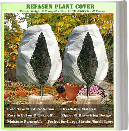 Plant Covers Freeze Protection,2 Packs 70”H X60”W 2.2oz Frost Blankets for Outdoor Plants Frost