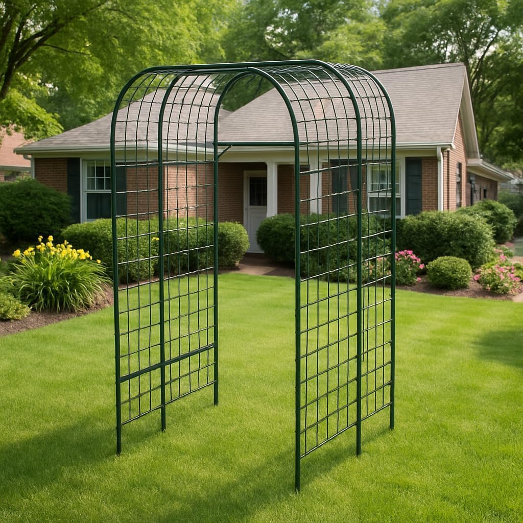 Metal Garden Arch Trellis, 7.3Ft Black for Raised Beds, Plant Support for Cucumbers & Climbing
