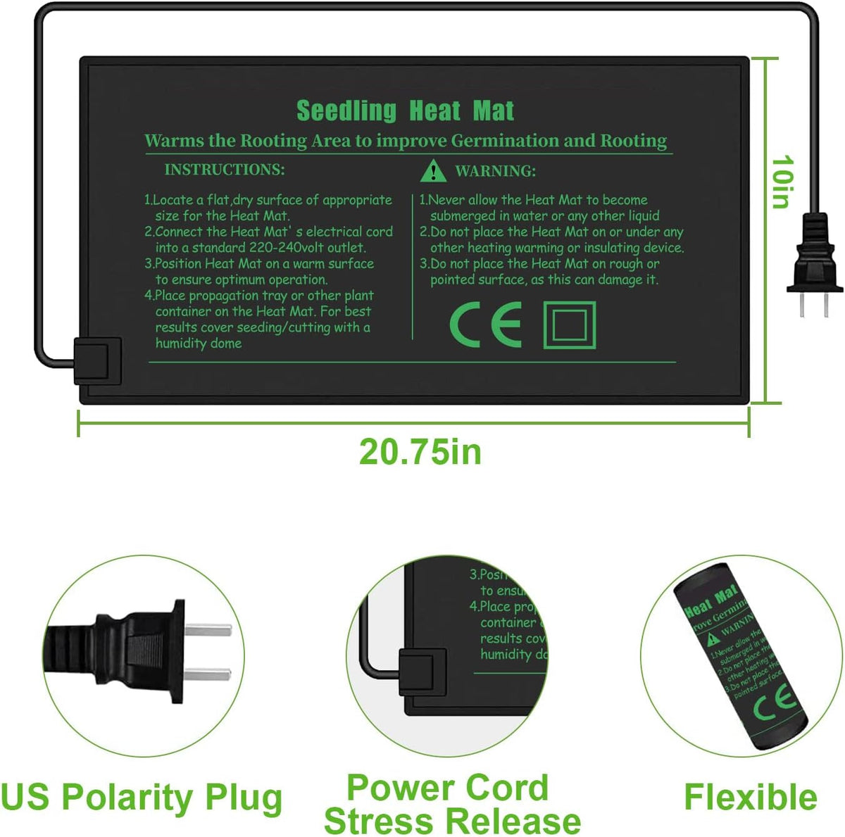 Seedling Heat Mat with Thermostat 40-108 Degrees Fahrenheit Warming Pad, Warm Hydroponic Heating
