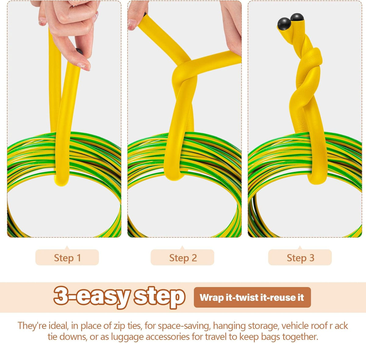 20 Pcs 17 Inch EVA Foam Twist Rubber Ties Reusable Bendable Cable Tie Straps Flexible Heavy Duty