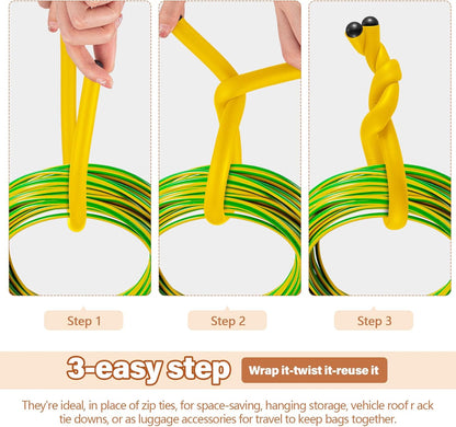 20 Pcs 17 Inch EVA Foam Twist Rubber Ties Reusable Bendable Cable Tie Straps Flexible Heavy Duty