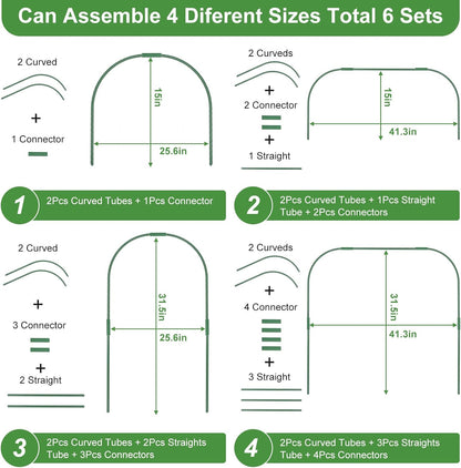 8 Sets 41.3"x31.5" Garden Hoops for Raised Beds, Greenhouse Hoops Grow Tunnel Durable Removable Row