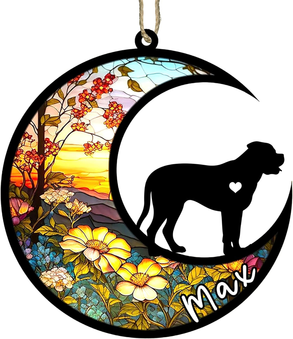 Personalized Dog Memorial, Custom Name Bullmastiff Dog Christmas Ornament with Name, Custom Breeds