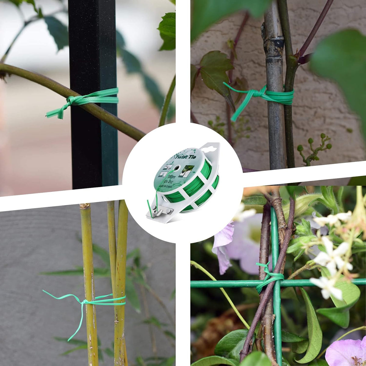 Twist Ties - All-Purpose Coated 328feet Garden Plant Ties with Trimmer Garden Twine Support Ties
