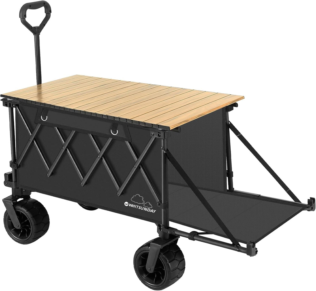 Whitsunday Collapsible Folding Wagon with Table, Heavy Duty Utility Beach Wagons with Opened