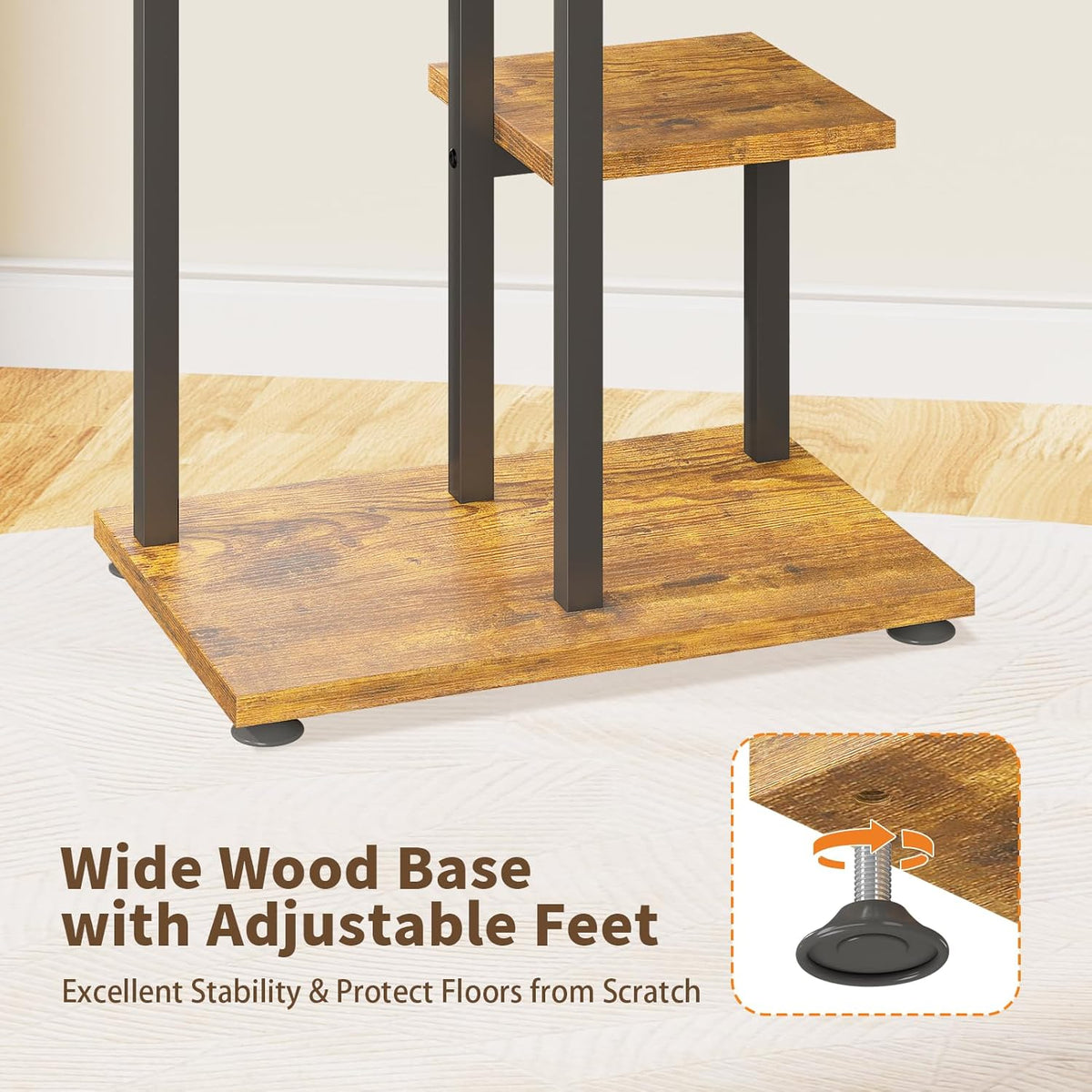 LASZOLA Black 4 Tiered Wood Plant Stand Indoor for Large Heavy Duty Planter, Sturdy Multi Level