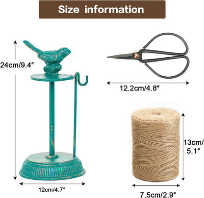 Sungmor Cast Iron Garden Twine Holder Set - 1300ft. Natural Jute Twine String & Rope Rack &