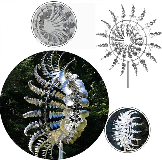 Magical Metal Windmill, Stainless Steel Windmill,Kinetic Metal Wind Spinners Garden Stake, 3D Wind