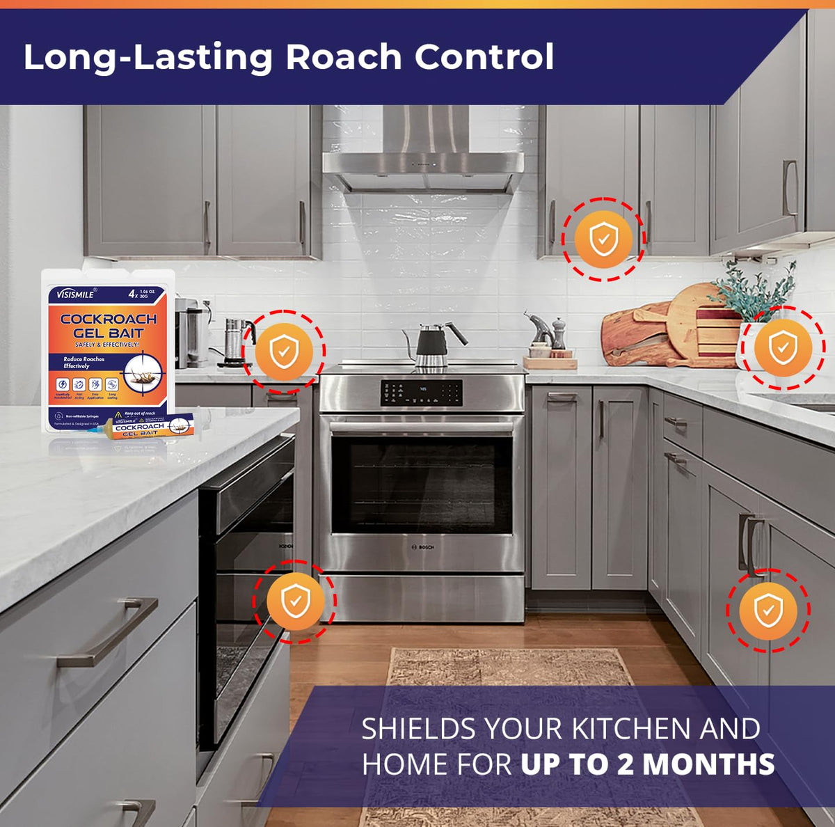 Roach Gel Bait Indoor and Outdoor: Cockroach Killer Repellents for German Cockroaches, Small