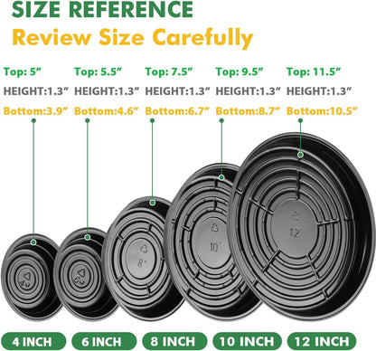 20 Pack 6 Inch Plant Saucer, Black Plant Saucers for Indoors No Holes, Plastic Plant Saucer for
