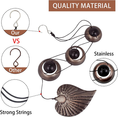 Three Cooper Leaf Temple Wind Chime,Wind Chimes with 3 Bells, Feng Shui Wind Chimes for Home Yard