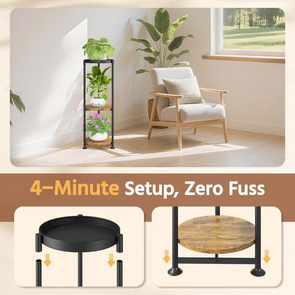 LASZOLA 3 Tier Black Plant Stand Indoor for Large Tall Heavy Duty Flower Planter, Metal Vertical