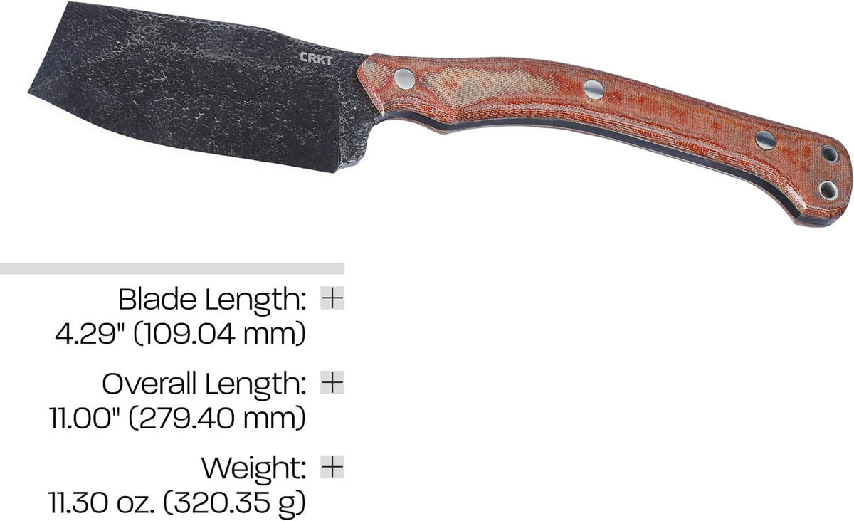 CRKT Razel Nax Fixed Blade Knife: Outdoor Razel Knife-Axe, 1075 Carbon Steel, Full Tang, Resin