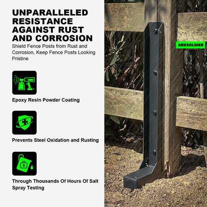 Fence Post Repair Kit - One-Piece Steel Anchors & Stakes to Quick Fix Broken/Leaning 4x4/6x6 Wood