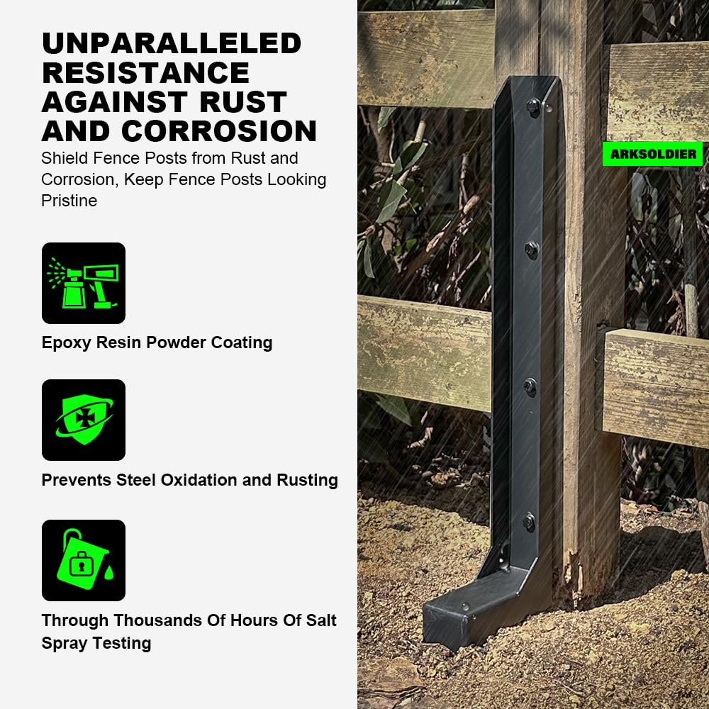Fence Post Repair Kit - Quick Fix Broken/Leaning 4x4/6x6 Wood Posts Support with One-Piece Steel