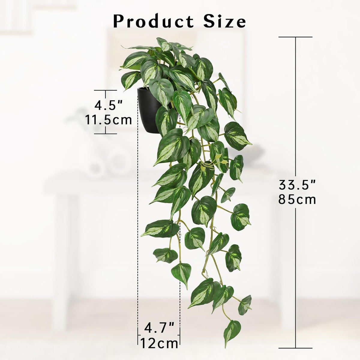 Artificial Pothos Ivy Plant with Pot Artificial Light Green Leaves Featuring for Home Shelf Decor